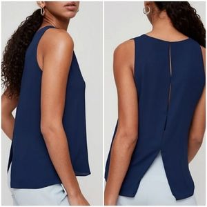 Babaton Maddox Sleeveless V-neck Back Slit Blouse in Teal
